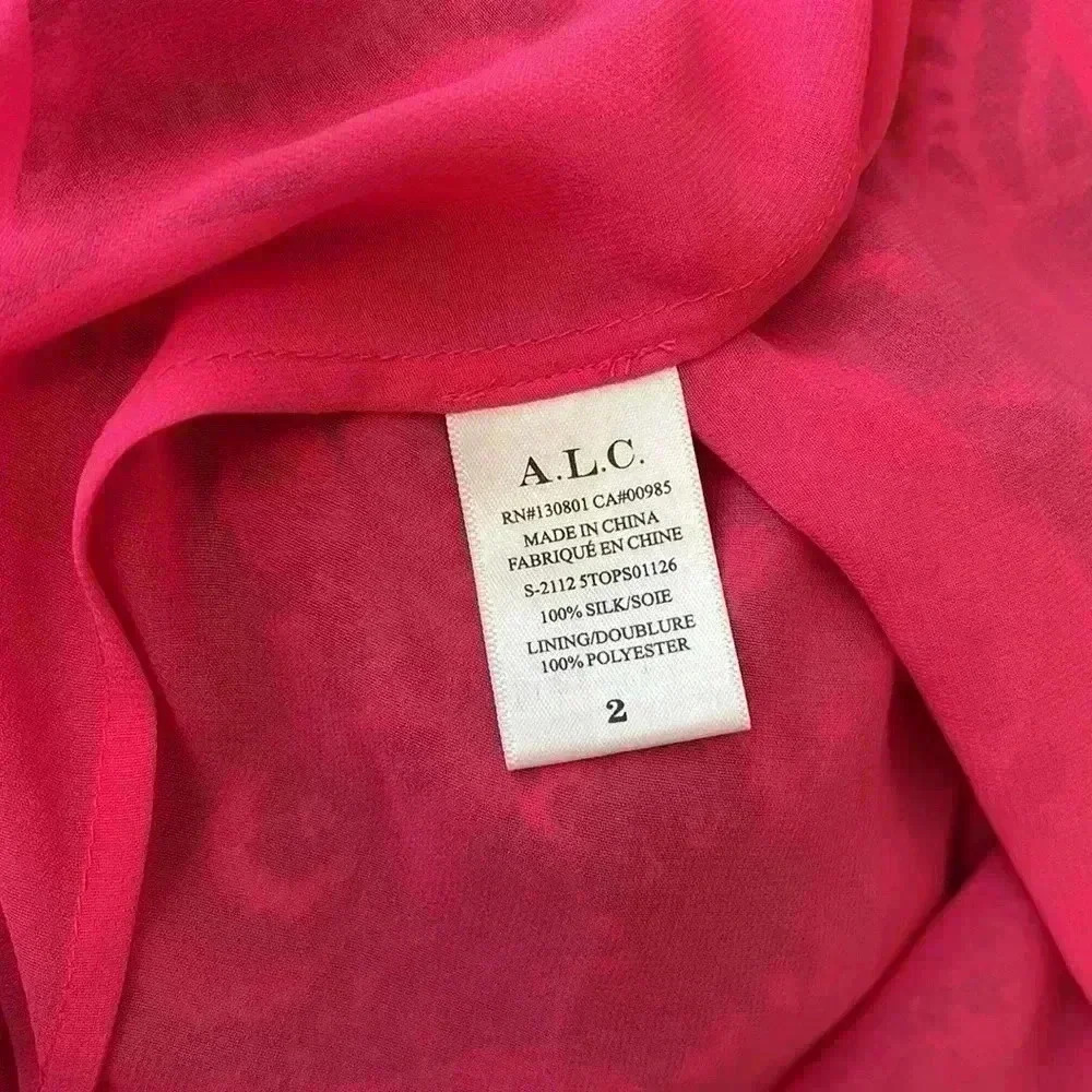 A.L.C. June Silk Blouse Pink Print Size S NWT - Picture 4 of 5